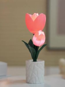Creative Building Blocks Tulip Rose Night Light DIY Small table lamp ambient light desktop ornament creative gift
