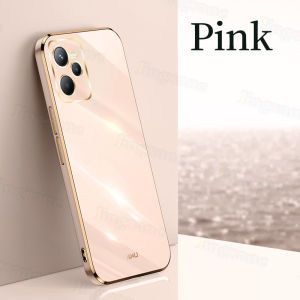 Jingsanc For Realme C35/narzo 50A Prime/C31 Phone Case Luxury Soft Silicone TPU Electroplating Straight Square Edge Casing Shockproof Simple Candy Color All-inclusive lens Back Cover