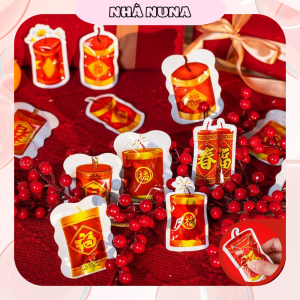 Pháo Giấy Mini Phát Âm Thanh Trang Trí Tết Đám Cưới Khai Trương Decor Pháo An Toàn Tạo Tiếng Vui Nhộn Màu Đỏ Vàng Họa Tiết Chữ Phúc Sống Động