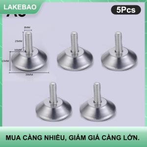 【LAKEBAO】 5 chiếc chân đồ nội thất bằng thép Chân đế chống trượt chân tủ để bàn chân đế cân bằng điều chỉnh được vít M8 M10 15mm-27mm