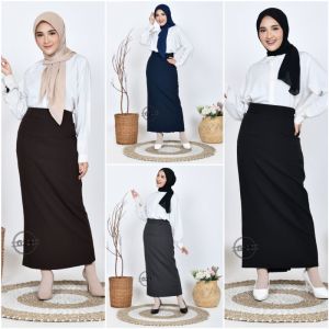 Rok Kerja Kantor Hitam Panjang Span Wanita Bahan Dasar Formal Ukuran Standar dan Jumbo Rok Skirt Hitam Span Panjang