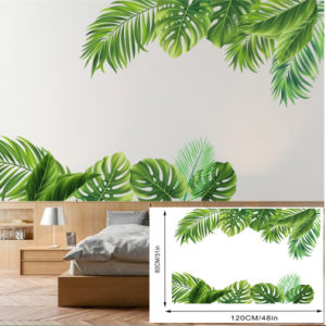 Elegant Tropical Leaf Design Wall Lamp for Bedroom and Living Room Decor 2pcs Tropical Green Leaf Vinyl Wall Decals Self-Adhesive and Removable Contemporary Home Decor for Bedroom Living Room Entryway - Easy Installation No Power Needed Room Decor