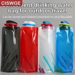 [COD] CISWGE SPORTS Foldable Water Bottles Flexible Reusable Travel Pouch Soft Flask Water Bag With Carabiner Clip