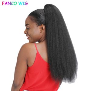 Original Corn Wavy Super Long Afro Kinky Curly Ponytail Synthetic Hairpiece Wrap On Clip Hair Extensions Hair Extension ผมมนุษย์ล้างทำความสะอาดได้ยาว