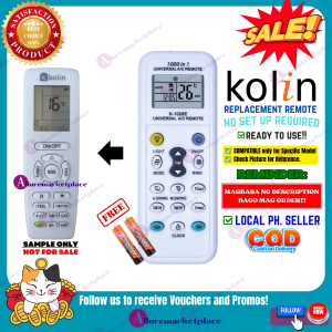 KOLIN AIRCON Remote Replacement [**Mag Basa B4 Umorder**] Ready to USE Universal for KOLIN PRIMUS GOLD AIR CONDITIONER Remote Control UNIVERSAL Air Condition Controller Universal AC Remote Aircon Remote alluremarketplace2ND