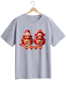 Kaos Pria Model Terkini Trending Motif 3D Bahan katun 24s Imlek Anak Gong Xi Fa Chai H0518