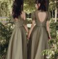 Gaun pesta/bridesmaid - banquet temperament evening dress off-shoulder gaun untuk pesta pernikahan. 