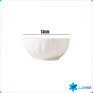 Pumpkin Shaped White Ceramic Tableware Minimalist Style Household Rice Bowl Fruit Salad Plate 1Pc