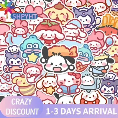 100pcs Cute Cartoon Sanrio Stickers My Melody Kuromi Handbag Decoration Stickers Cinnamoroll Childrens Gift Sticker Bag