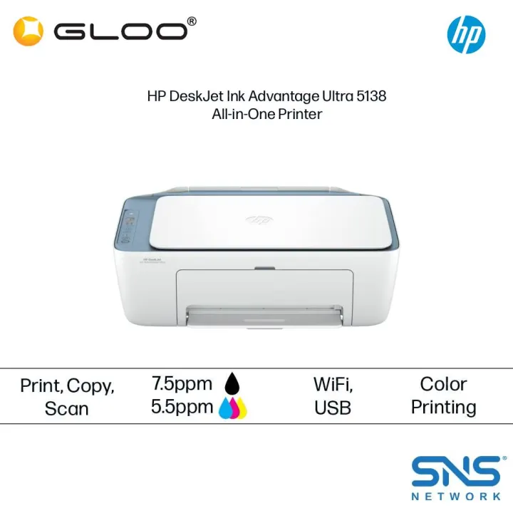 HP DeskJet Ink Advantage Ultra 5138 All-in-One Printer AJ4X3A (Print | Scan | Copy | Wireless | Compatible with both Mac & Windows | HP 37 Ink Advantage