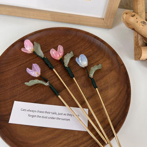 Updo Hair Clasp Tulip Hairpin Simple Bun Hair Hairpin Ancient Style Flowers Hairpin Hair Accessories Women Headdress