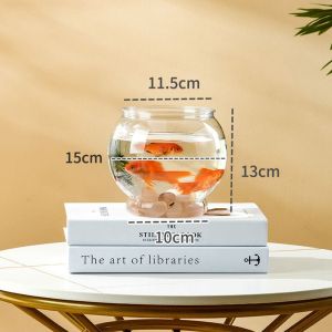 ER52858 Plastic Transparent Round Fish Tank Portable Clear  Aquarium Bowl Good View Small Fish Bowl Living Room