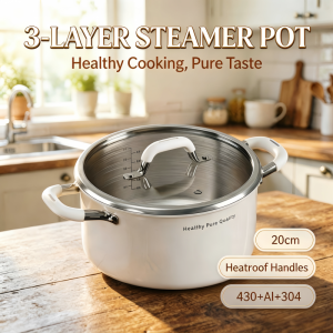 Large-Capacity Ceramic Nonstick Stewing Pot with Lid 20 cm Suitable for Induction Cooktops and Gas Stoves