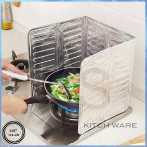 Kitchen Splash Proof Baffle Foldable Oil Splash Screen Cover Shield Guard Aluminium Foil Plate