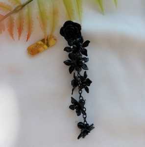Hijabnur1 - Bros Hijab Juntai Bunga Kecil Seri Black - Peniti Dagu Panjnagn - Pin Hijab Mutiara Handmade