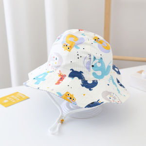 หมวกบักเก็ตเด็ก รูดคาง 6 เดือน - 7 ขวบ น่ารัก กันแดด ของใช้สำหรับเด็กชาย เด็กหญิง สกรีนน่ารัก หมวกเด็ก หมวกเด็กลายการ์ตูน หมวกแบบมีเชือดรูด หมวกปีกกว้าง หมวกผ้า