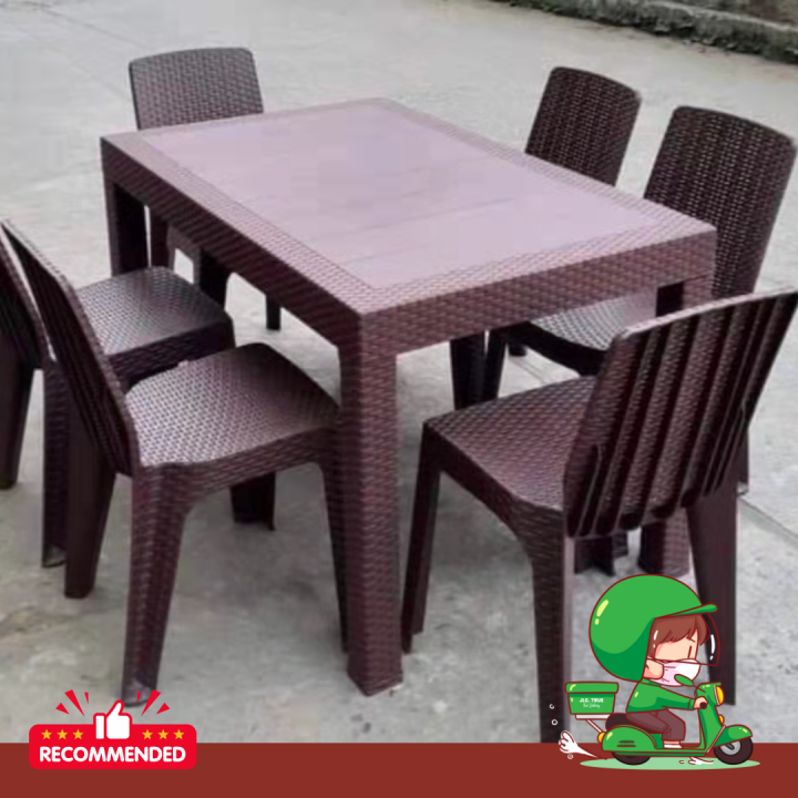 rattan table 30x48 TABLE ONLY black and brown available 6seater | Lazada PH