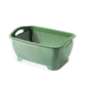 Household foodgrade double thickened dishwashing basket transparent light luxury vegetable basin
