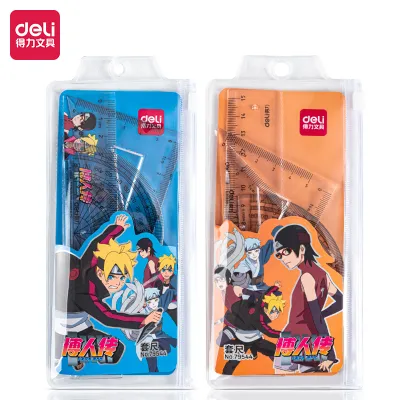 Deli Draft Set / Set Penggaris Isi 4pcs Tulisan Jelas Design Naruto 79544