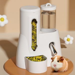 DEQIX Large Capacity Hamster Automatic Water Removable 2-in-1 Feeding Water Dispenser Removable Easy To Clean Golden Bear Food Bowl For Hamster