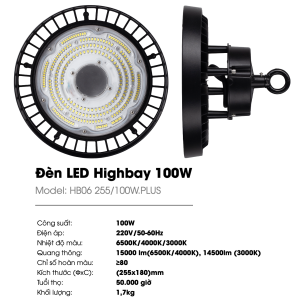 (Rạng Đông) Đèn Led Highbay dòng cao cấp HB06 100W 150W 200W Ánh sáng Trắng 6500K