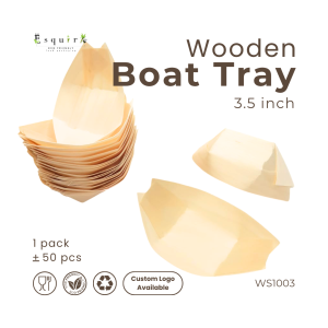 Wooden Food Boat / Japanese Food Boat / Takoyaki Plate 35 Inch / Piring Takoyaki / 50 PCS / WS1003