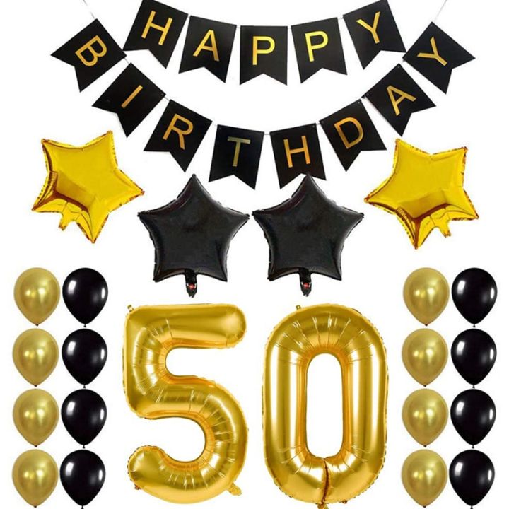 50Th Birthday Decor Kit Happy Birthday Balloon Banner Number 