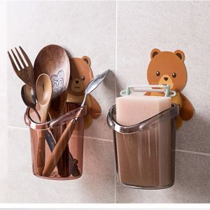 Cốc Dán Tường Nhà Tắm Hình Gấu Nâu - Cốc Đựng Bàn Chải Đánh Răng Hình Gấu