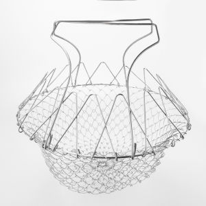 Stainless Steel Folding Deep Fry Basket Oil Filter Kitchen Home Use Multi Function Drain Net Basket for Deep Frying