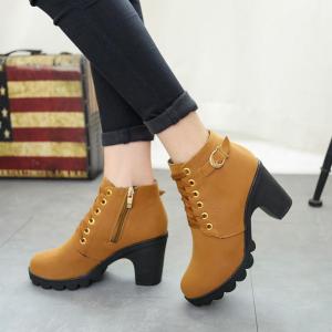 bestseller korean fashion high heels ankle boots for women casual dwarf boots add 1 size