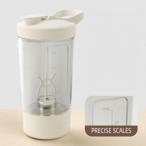 VEROM เครื่องนวดไฟฟ้า ขวดเขย่าโปรตีน USB ชาร์จได้ 400มล. เครื่องผสมโปรตีนเชค อเนกประสงค์อเนกประสงค์ แบบพกพาได้ ถ้วยปั่นโปรตีน สำหรับอาหารฟิตเนส