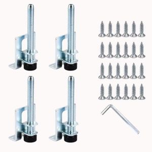 4pcs Stabil Kaki Adjuster Furniture Adjustable Cabinet Legs Steel Table Sofa Metal Leveling Feet Corner Bracket Floor Protection Hardware