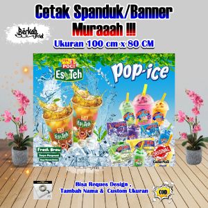 Spanduk Banner Es Teh Poci & Pop Ice ukuran 100 cm x 80 cm