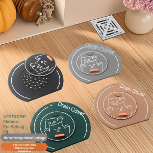 Cartoon Shower Drain Cover 2 in 1 Hair Catcher Odor Control Multifunctional Bathroom Drain Cover