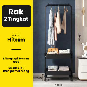 Inaso Rak Gantungan Baju Roda Stand Hanger Gantung Pakaian Tempat Penyimpanan Serbaguna Rak Kamar Mandi HRK508