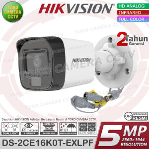 KAMERA CCTV OUTDOOR 5MP COLORVU HIKVISION DS-2CE16K0T-EXLPF DUAL LIGHT