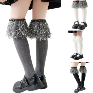 Thiết kế tua rua dài trẻ em vớ màu trơn legwear tất thoải mái cho đi chơi bình thường hoặc sử dụng hàng ngày