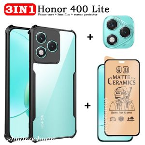 3IN1 For Honor 400 Lite Screen protector Lens Film Phone case Honor X8C X8B X8A frosted Soft film Acrylic anti-drop phone case Honor X7C X7B X6B X6A