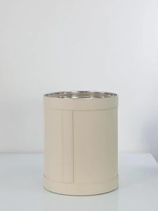 FFBH Leather Trash Can Without Cover Large Capacity Trash Cans Stainless Steel Office Waste Bin Home Living Room Kitchen Waste Bins 5B8Q6
