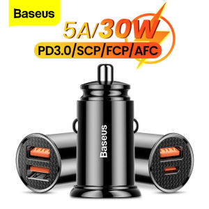 Baseus Car Charger 30W Quick Charge PD3.0 QC4.0 QC3.0 FCP SCP AFC 5A USB Type C Fast Charging Car Phone Charger for iPhone 13 12 11 Huawei Xiaomi