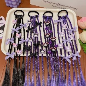 Sanrio Kuromi Y2K Sweet Cool Ballet Style Braided Ponytail Wig Extension Twisted Braid Butterfly Knot Ponytail Accessories