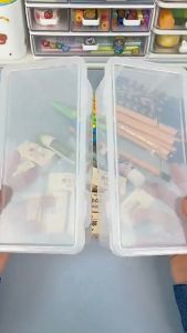 Pack Large Clear Plastic Storage Boxes With Hinged Lids - Perfect For Pens Pencils & Markers PAZU