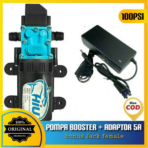 Paket Pompa Booster Serbaguna Dinamo Hiu 5LPM 100PSI dengan Adaptor12V 5A Bonus Jack Female