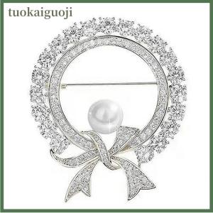 tuokaiguoji Round White Cute Bowknot Brooches For Women Fashion Creative Luxury Alloy Anti-glare Lapel Clothes Fixed Pins