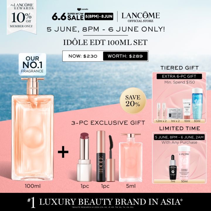 [5 June, 8PM Onwards] Lancome Idole EDT 100ml + 3-pc gift (Now $230| Worth $289)