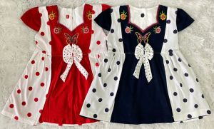 Dress Bayi Perempuan Bianca Kupu Kupu Polkadot untuk Anak 6-18 Bulan Free Celana Dalam Bayi Murah Terjangkau / Dress Baby Gaun Bayi Bahan Katun / Bisa COD Bayar di Tempat