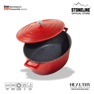 STONELINE® Cocotte Roaster Casserole Dish Oval 32x25 cm Cherry Red | with Lid