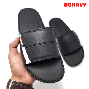 Dép quai ngang nam da cao cấp donavyspo may quai và đế dấu x rất chắc chắn bao đi mưa DSPO