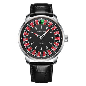 TIMEARTX New European Roulette Trendy Mens Watch Poker Game Fashion Quartz Movement Stainless Steel Wristwatch