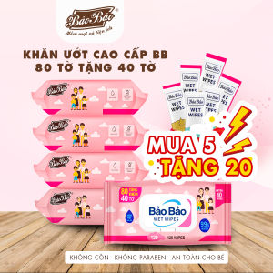 Khăn ướt BB Bảo Bảo 120 tờ không cồn không mùi không Paraben không mùi cao cấp dành cho mẹ và bé